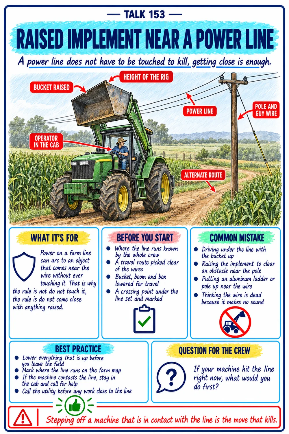 Implement near the overhead power line talk, Farm Electrical Safety guide